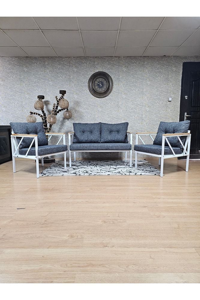Beyaz Boyalı Bahçe - Balkon - Mutfak Çay Seti Takımı Bahçe Koltuk Takımı