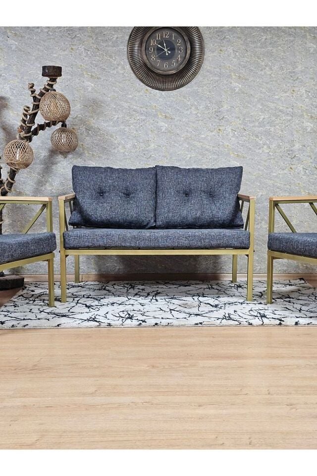 Gold Boyalı Bahçe - Balkon - Mutfak Çay Seti Takımı Bahçe Koltuk Takımı