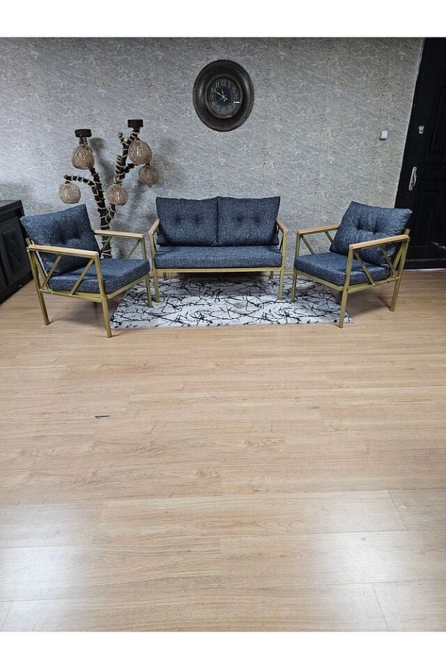 Gold Boyalı Bahçe - Balkon - Mutfak Çay Seti Takımı Bahçe Koltuk Takımı