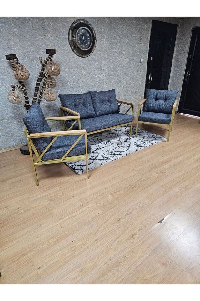 Gold Boyalı Bahçe - Balkon - Mutfak Çay Seti Takımı Bahçe Koltuk Takımı