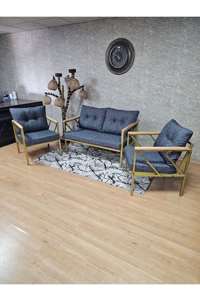 Gold Boyalı Bahçe - Balkon - Mutfak Çay Seti Takımı Bahçe Koltuk Takımı
