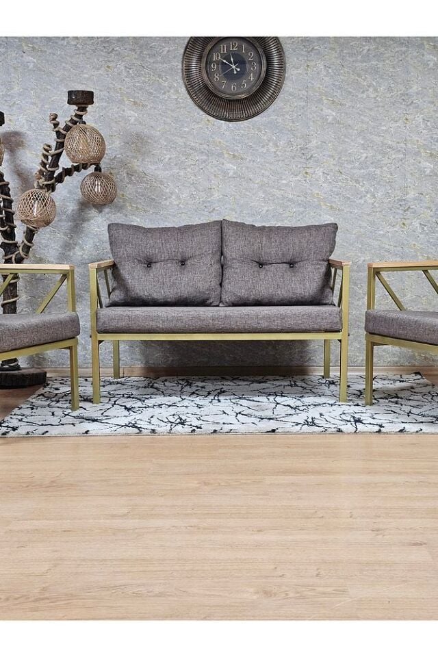 Gold Boyalı Bahçe - Balkon - Mutfak Çay Seti Takımı Bahçe Koltuk Takımı