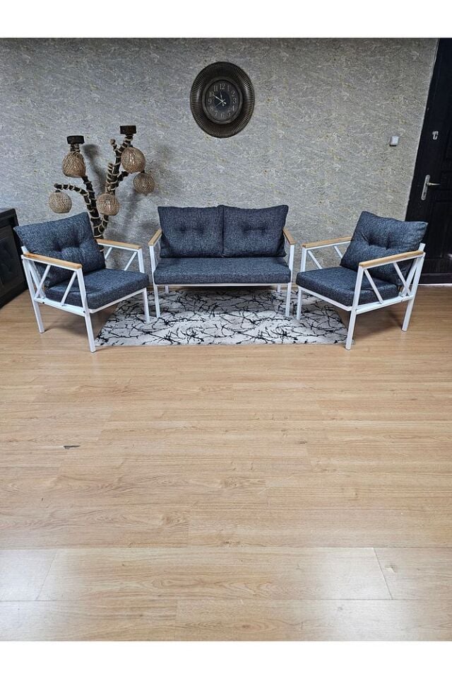 Beyaz Boyalı Bahçe - Balkon - Mutfak Çay Seti Takımı Bahçe Koltuk Takımı