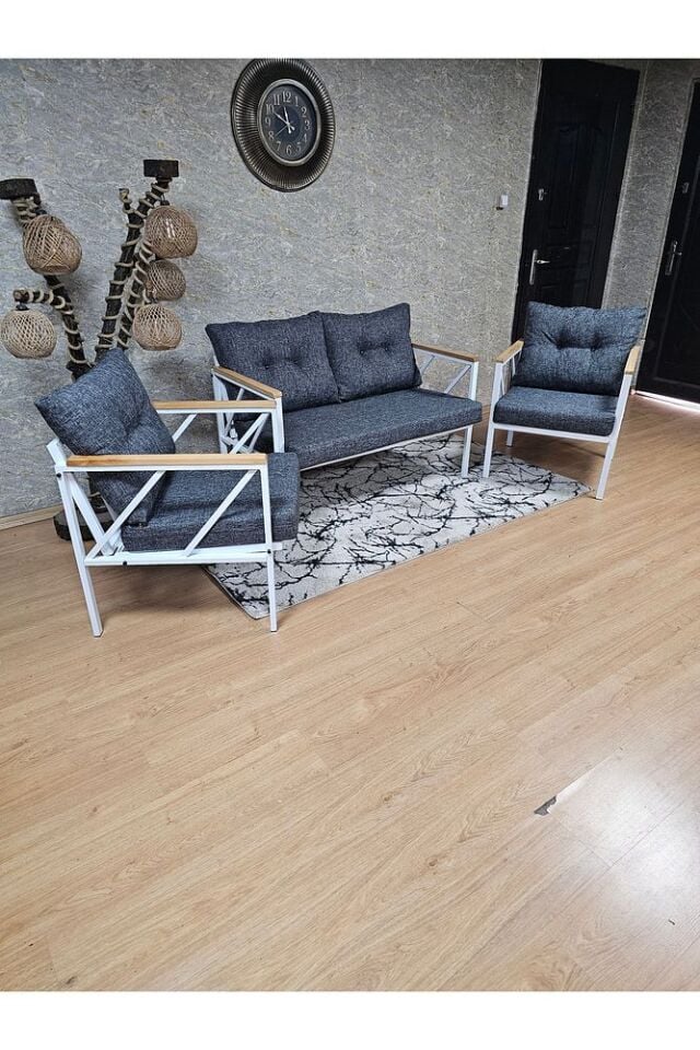 Beyaz Boyalı Bahçe - Balkon - Mutfak Çay Seti Takımı Bahçe Koltuk Takımı