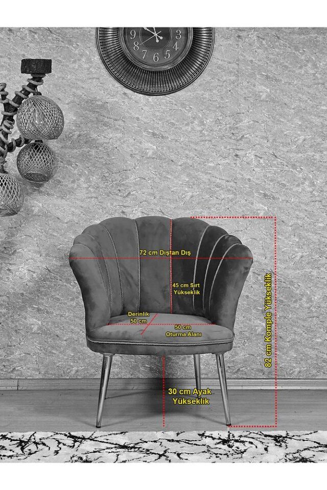 Papatya Çay Seti Koltuk Takımı Krom Sivriltme Ayak, Balkon, Salon, Ofis, Cafe Koltuk Takımı