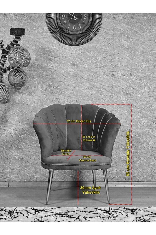 Tekli Papatya Çay Seti Koltuk Krom Sivriltme Ayak, Balkon, Salon, Ofis, Koltuk Takımı, Tekli Berjer