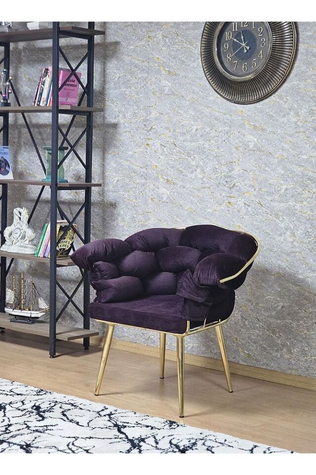 Tekli Gold Kaplama - Mor Döşeme | Balon Çay Seti | Balkon Koltuk | Berjer | Balkon Çay Seti