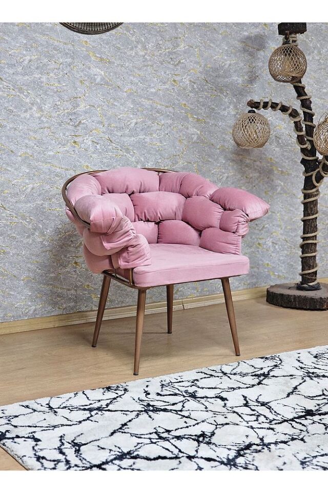 Bakır Boyalı - Pembe Döşeme | Balon Çay Seti | Balkon Koltuk | Berjer | Balkon Çay Seti