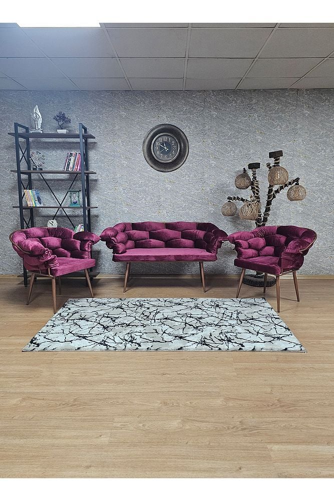 Bakır Boyalı - Bordo Döşeme | Balon Çay Seti | Balkon Koltuk | Berjer | Balkon Çay Seti
