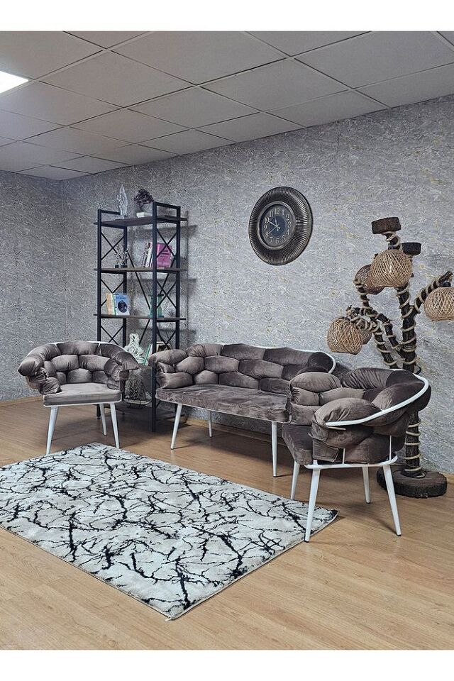 Beyaz Boyalı - Kahverengi Döşeme | Balon Çay Seti | Balkon Koltuk | Berjer | Balkon Çay Seti
