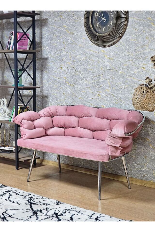 Ikili Krom Kaplama - Pembe Döşeme | Balon Çay Seti | Balkon Koltuk | Berjer | Balkon Çay Seti