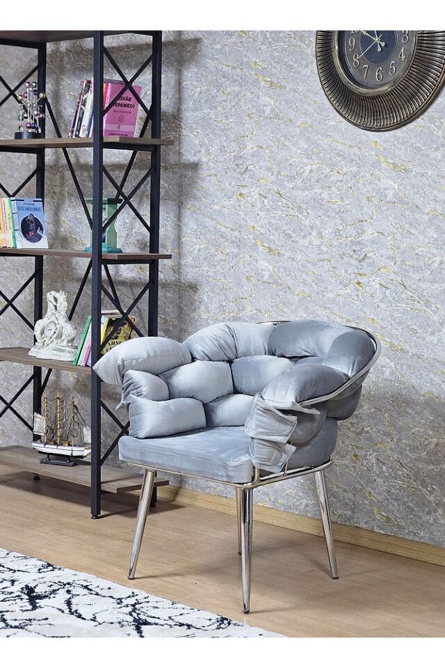 Tekli Krom Kaplama - Gri Döşeme | Balon Çay Seti | Balkon Koltuk | Berjer | Balkon Çay Seti