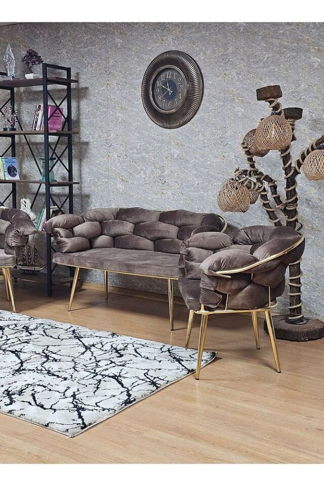 Gold Kaplama - Kahverengi Döşeme | Balon Çay Seti | Balkon Koltuk | Berjer | Balkon Çay Seti
