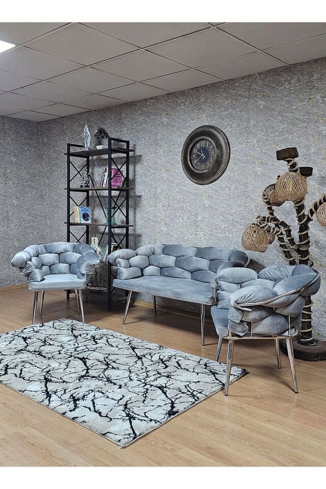 Krom Kaplama - Gri Döşeme | Balon Çay Seti | Balkon Koltuk | Berjer | Balkon Çay Seti