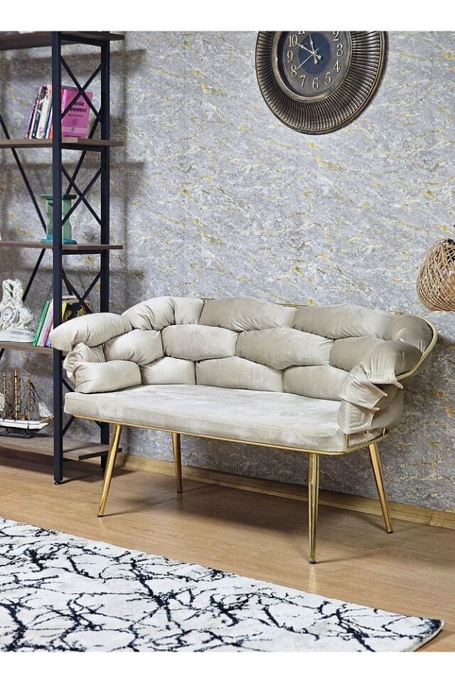 Gold Kaplama - Bej Döşeme | Balon Çay Seti | Balkon Koltuk | Berjer | Balkon Çay Seti