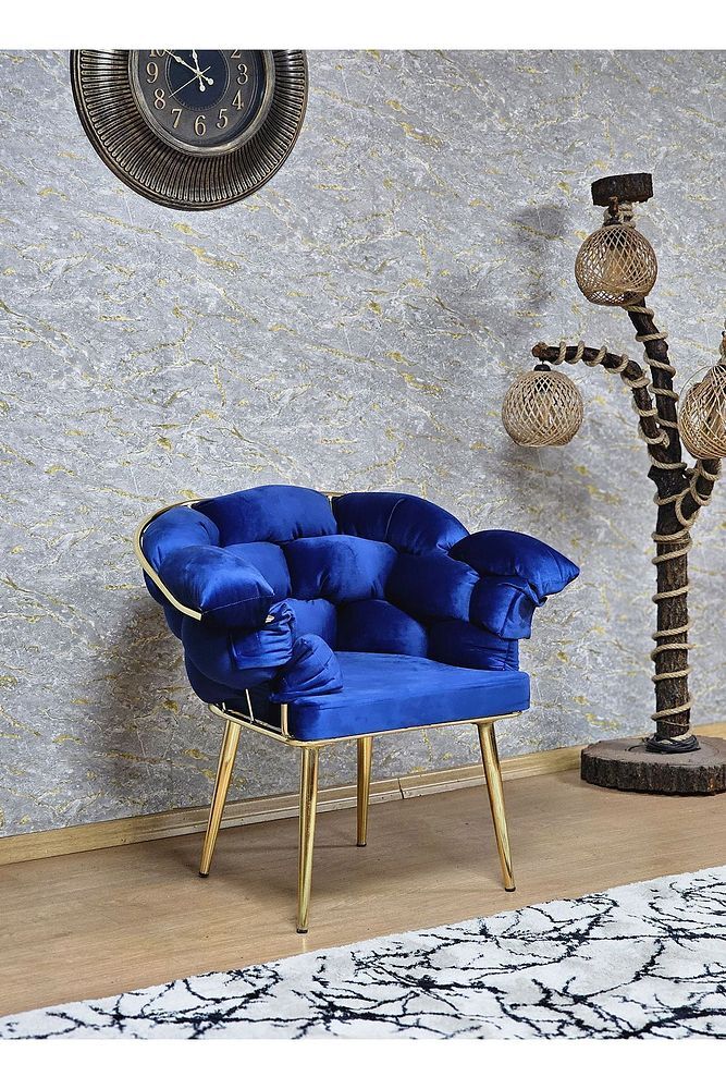 Tekli Gold Kaplama - Mavi Döşeme | Balon Çay Seti | Balkon Koltuk | Berjer | Balkon Çay Seti