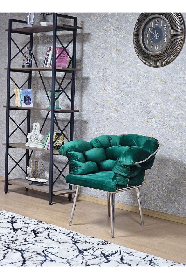 Tekli Krom Kaplama - Yeşil Döşeme | Balon Çay Seti | Balkon Koltuk | Berjer | Balkon Çay Seti