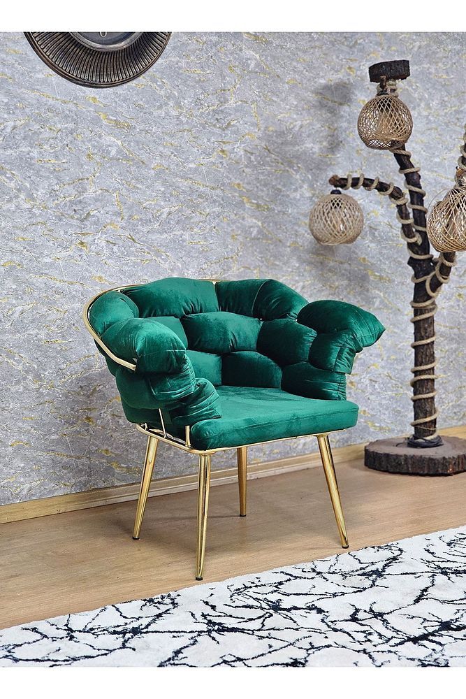 Tekli Gold Kaplama - Yeşil Döşeme | Balon Çay Seti | Balkon Koltuk | Berjer | Balkon Çay Seti