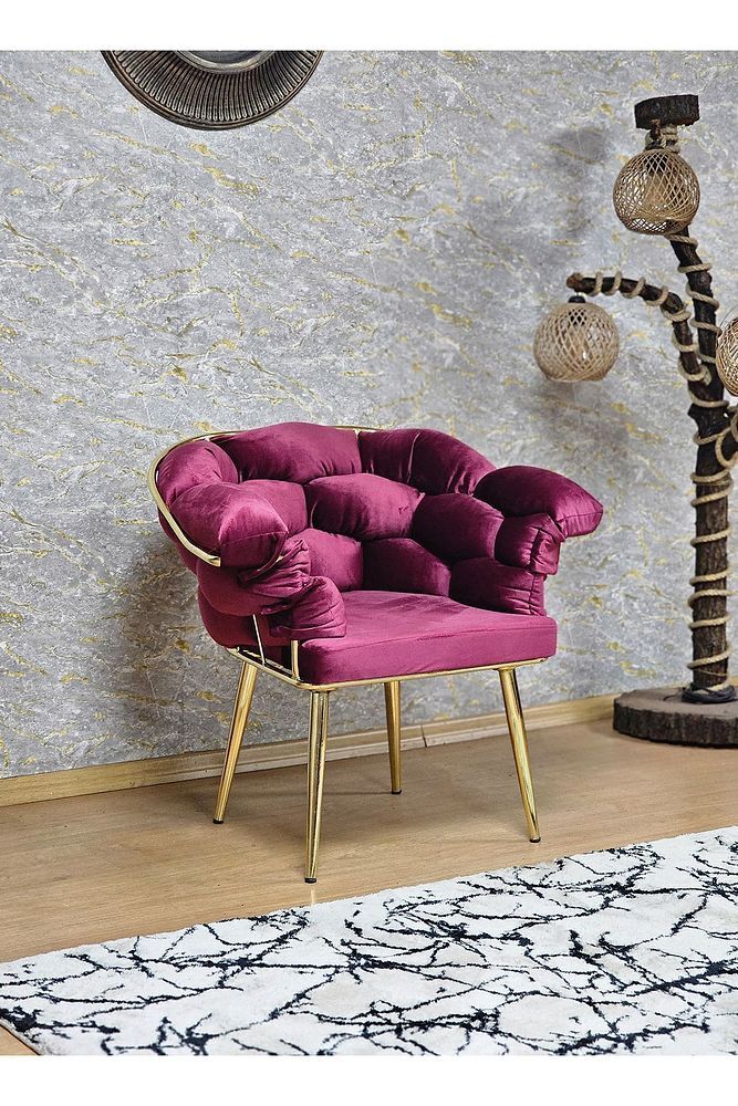 Tekli Gold Kaplama - Bordo Döşeme | Balon Çay Seti | Balkon Koltuk | Berjer | Balkon Çay Seti