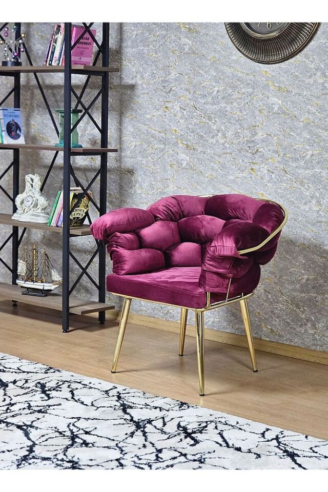 Tekli Gold Kaplama - Bordo Döşeme | Balon Çay Seti | Balkon Koltuk | Berjer | Balkon Çay Seti