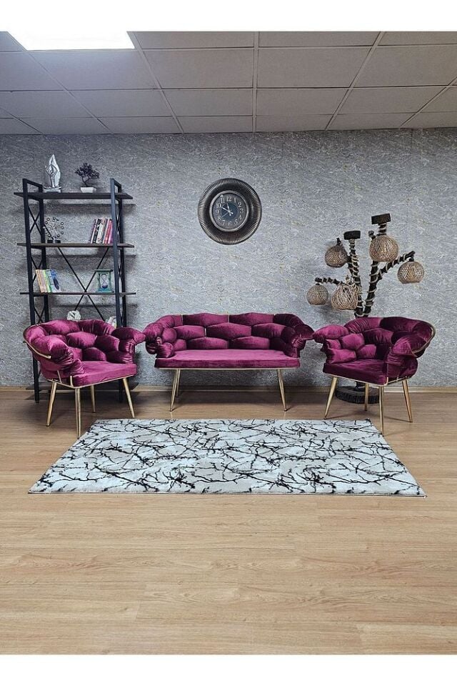 Gold Kaplama - Bordo Döşeme | Balon Çay Seti | Balkon Koltuk | Berjer | Balkon Çay Seti