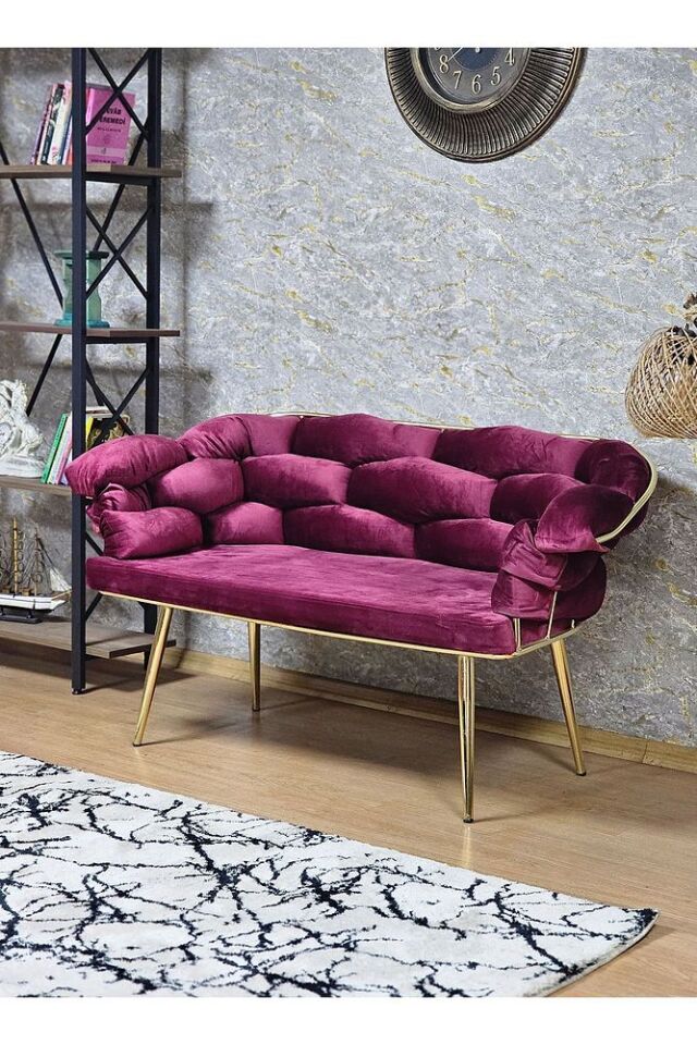 Gold Kaplama - Bordo Döşeme | Balon Çay Seti | Balkon Koltuk | Berjer | Balkon Çay Seti
